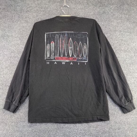 Honolua Men's Hawaii Surfboard Graphic T-Shirt Black Small Long Sleeve - Picture 7 of 13